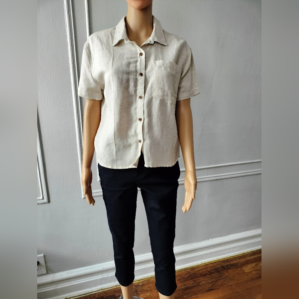 Passport Cream Short Sleeve Shirt Size S